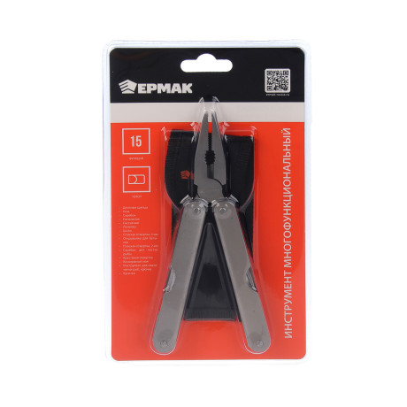 Инструмент многофункциональный тм ЕРМАК, 15 функций, 15см, нерж.сталь