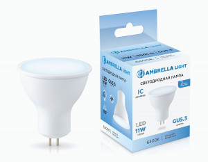 Ambrella лампа св/д MR16 GU5.3 11W(950lm) 6400K 6K 50х57 IC 161106