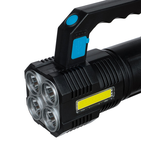 Фонарь прожектор тм ЕРМАК, 4 LED + COB, 4 режима, 2000мАч, USB кабель, пластик, 147х103х60 мм