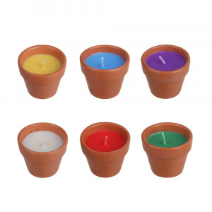 LADECOR Свеча в глиняном подсвечнике, парафин, 5x4 см, 6 цветов