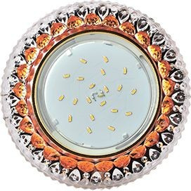 Ecola GX53 H4 LD7009 св-к Круг "Кристалл" подсветка 4K Янтарь/Золото 40x125 FO53GCEFB (10!)