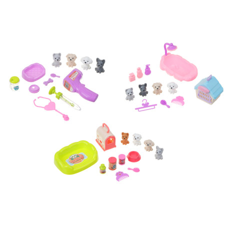 ИГРОЛЕНД Набор аксессуаров для питомцев "Счастливая семья", пластик PP, 19х27х5см, 3 дизайна