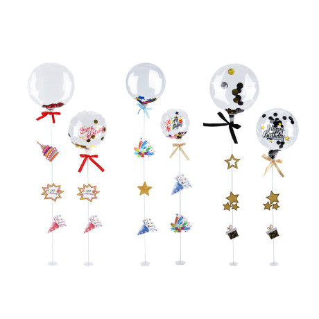 FNtastic Набор шаров 2 шт с рисунком на подставке с декором, полиэстер, картон, Happy Birthday,3 цв.