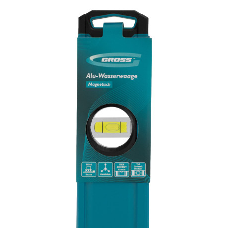 Уровень алюминиевый, магнит., фрезерованный, 3 глазка, 0,5 мм/м, 1500 мм Gross