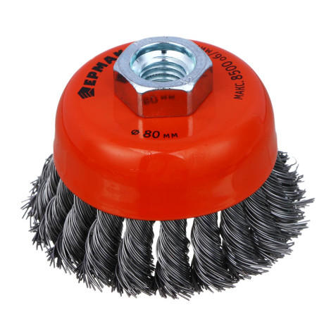ЕРМАК PROFI Щетка чашечная для УШМ, плетеные пучки стальной проволоки 0,5мм, 80ммхМ14