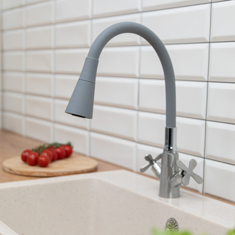 Излив смесителя для кухни, силиконовый, 2 режима, серый