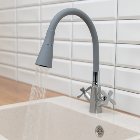 Излив смесителя для кухни, силиконовый, 2 режима, серый