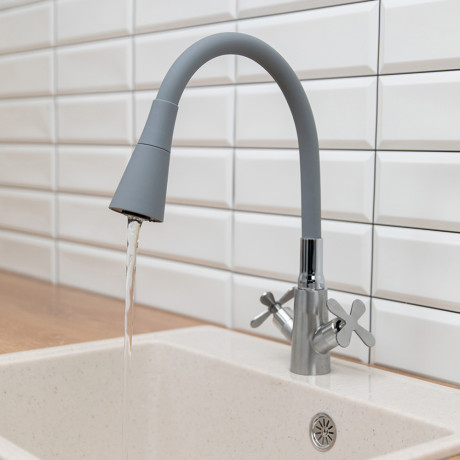 Излив смесителя для кухни, силиконовый, 2 режима, серый