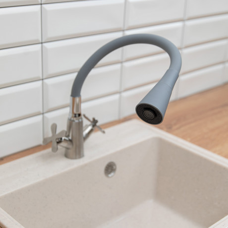 Излив смесителя для кухни, силиконовый, 2 режима, серый