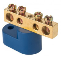 EKF Шина N "Ноль" (нул.) N 6x9мм 4 отверстия латунь желтый изолятор на DIN-рейку PROxima sn0-63-04-d