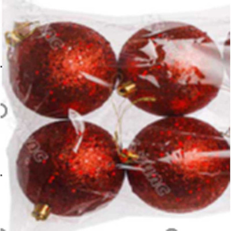 Шар с пайетками JY-01-8 4 шт 8 см Красный (72)