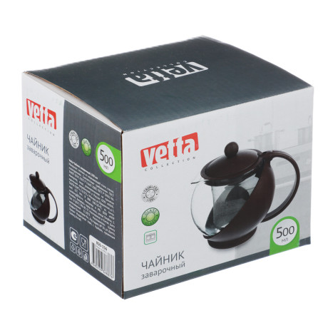 VETTA Чайник заварочный 500мл, ситечко из нержавеющей стали, стекло, полипропилен