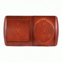 Lezard Ната блок ОУ роз.1 мест(земля, крыш,16А)+выкл. 2 кл. 10А вишня гориз (корп.PC)  710-0600-170