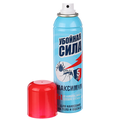 Убойная сила Maximum от комаров, клещей, мошки, слепней, блох в аэроз упаковке 150 см3, арт. 06007