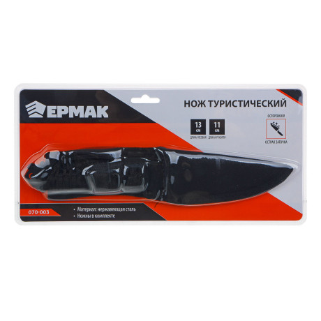 Нож туристический тм ЕРМАК, оплетка темляк, 24см, нерж. cталь