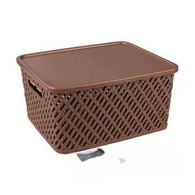 Корзина "Плетенка" 350*290*175 с крышкой Коричневый БШ3558