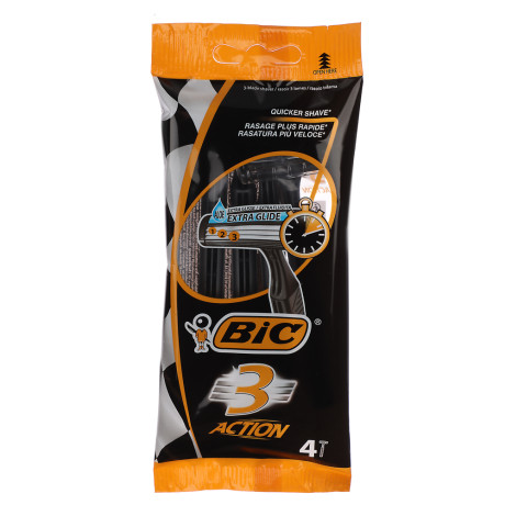 Станки для бритья мужские с тройным лезвием BIC Экшен , 4 шт