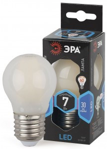 ЭРА F-LED шар P45-7w-840-E27 филамент (нитевидная), матов