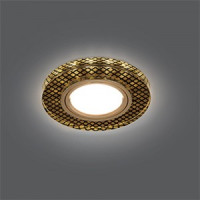 Gauss BL076 св-к встр. MR16 Круг с подсветкой 2K 90(65)x25 Крист/Черный/Золото