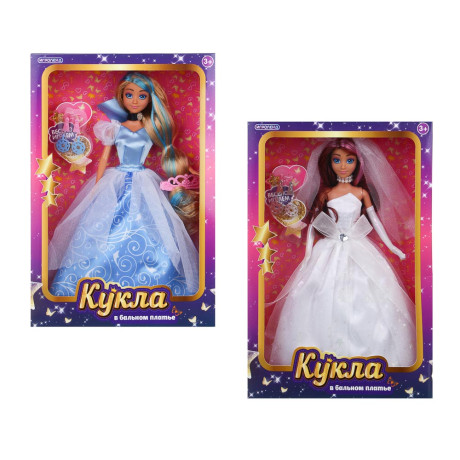 ИГРОЛЕНД Кукла в бальном платье, 28 см, PVC, ABS, полиэстер, 22х6х32,5 см, 2 дизайна