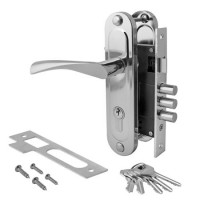 Замок врез 1023/60-СR Apecs (хром) с ручками (3 ригеля)  \20