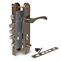 Замок врез Т-0523-С-AB-L Apecs (бронза) с ручками (с задвижкой) б/цил  \10