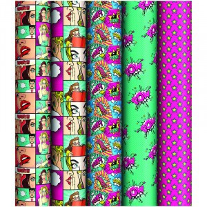 Упаковочная бумага глянц. 70*100см, ArtSpace "Pop art", 90г/м2, ассорти 5 дизайнов Арт.324399