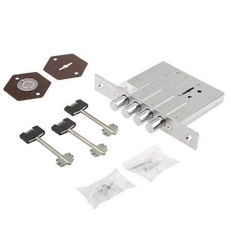 Замок врез ЗВ8-8М/13-НШ Медь б/планки, 3ключа (4 ригеля) Рязань \16