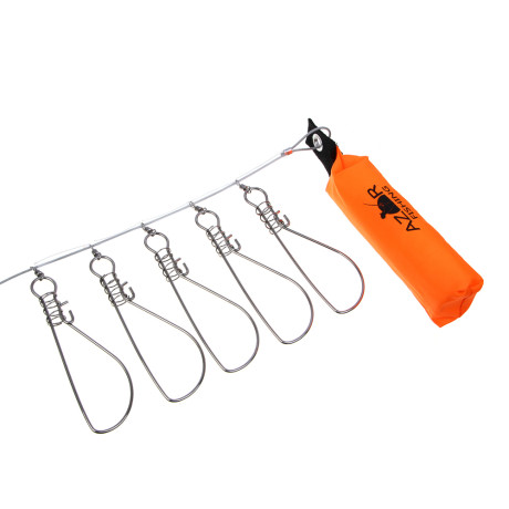 AZOR FISHING Кукан 3,5м., 5 карабинов, поплавок, трос металл, ПВХ сумка
