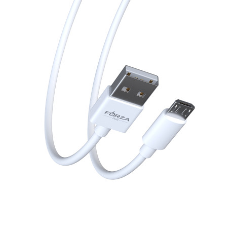 FORZA Кабель для зарядки Эталон microUSB, 1м, Быстрая зарядка 3А, QC, PD 20W, TPE, белый, кейс