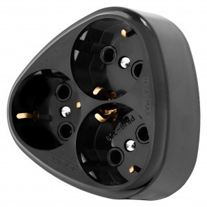 Bylectrica разветвитель (тройник) 3роз. 16А (круглый, плоский, земля) РВ16-259 черный