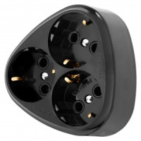 Bylectrica разветвитель (тройник) 3роз. 16А (круглый, плоский, земля) РВ16-259 черный