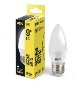 IEK лампа св/д свеча C35 E27  9W(900lm) 4000K 4K 110x37 матовая LLE-C35-9-230-40-E27