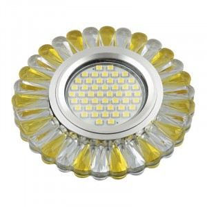 Fametto DLS-L145 GU5.3 св-к встр, Luciole стекло 95(65)x20 прозрачный/светло-желт., подсветка LED3W