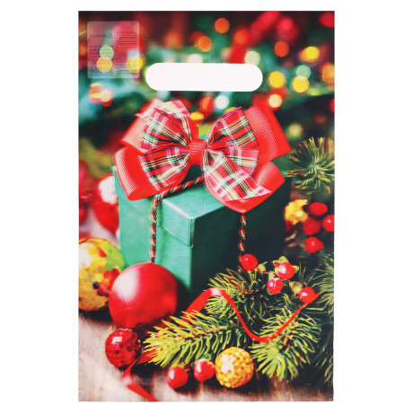 Пакет с вырубной не усиленной ручкой  20*30 «Новый год» 5 дизайнов в асс.