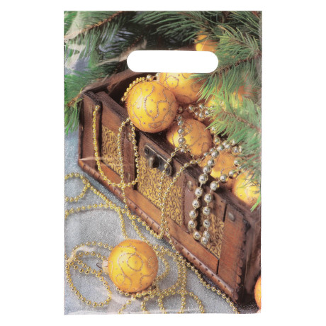 Пакет с вырубной не усиленной ручкой  20*30 «Новый год» 5 дизайнов в асс.