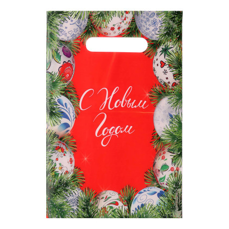 Пакет с вырубной не усиленной ручкой  20*30 «Новый год» 5 дизайнов в асс.