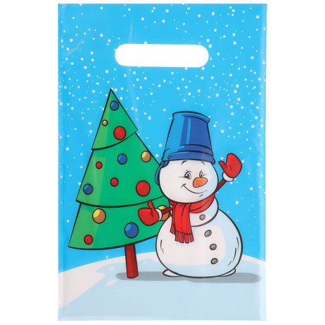 Пакет с вырубной не усиленной ручкой  20*30 «Новый год» 5 дизайнов в асс.