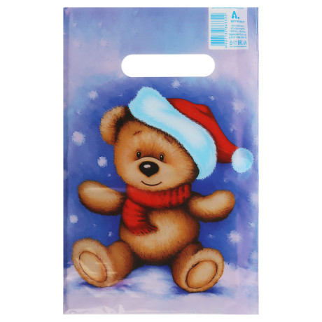 Пакет с вырубной не усиленной ручкой  20*30 «Новый год» 5 дизайнов в асс.