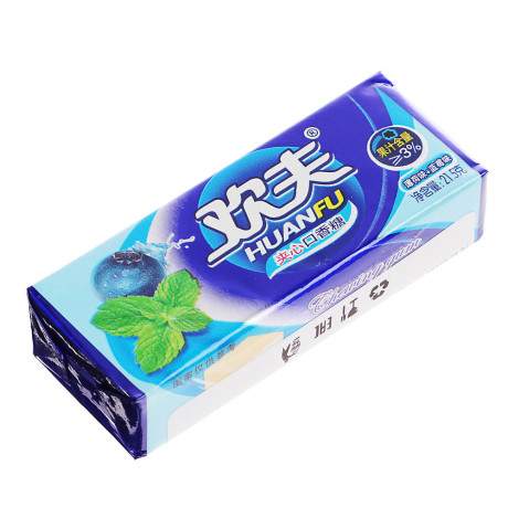 Жевательная резинка кубики с наполнителем HUANFU, 21,5 гр, черника-мята