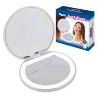 Uniel зеркало карманное с подсветкой (акк Li-Ion 300mAh)  1X+2X с диммером ULK-F72 DIM/RECH WHITE