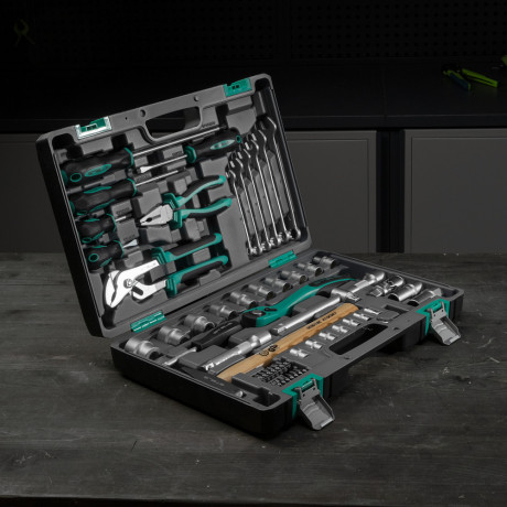 Набор инструментов, 1/2", Cr-V, S2, усиленный кейс, 58 предметов Stels