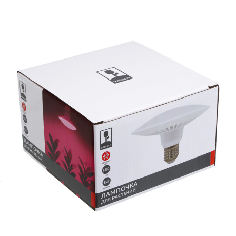 INBLOOM Лампа светодиодная для растений 72LED фиолетовый, 13x8см, E27, 15Вт, 220В, пластик