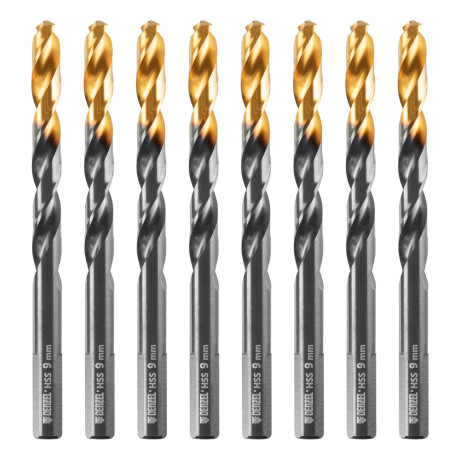 Сверло по металлу, 9 мм, HSS-Tin, Golden Tip, 8 шт. Denzel