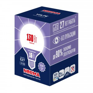 Volpe NORMA шар E27 16W(1300lm) 6500K 6K матовая 95x133 LED-G95-16W/6500K/E27/FR/NR