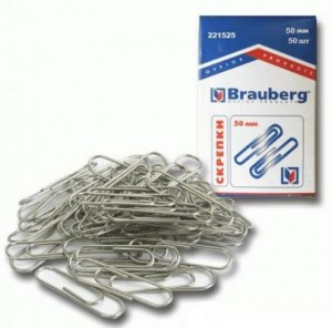 Скрепки BRAUBERG 50 мм металл., 50 шт., в карт. коробке, 221525