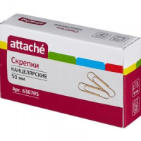 Скрепки Attache золотистые, 50 мм., металлические, 50 шт.в карт.уп. 636785