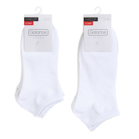 GALANTE Набор носков 5 пар, укороченные, р.23-25, 85% хл, 10% полиамид, 5% спандекс, цв.белый, #47
