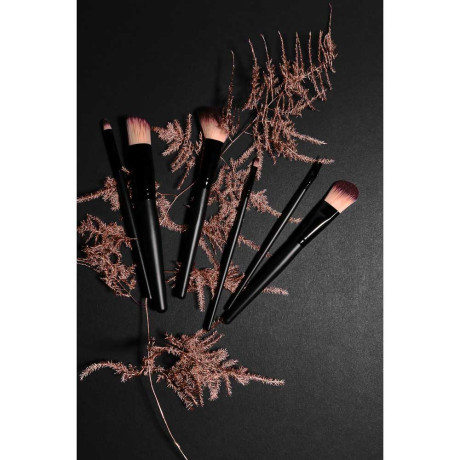 ЮНИLOOK Кисть для бровей двухсторонняя, дерево, металл, нейлон, 14,7см, черная