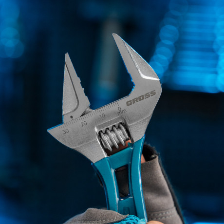 Ключ разводной 200 мм, CrV, облегченный Gross